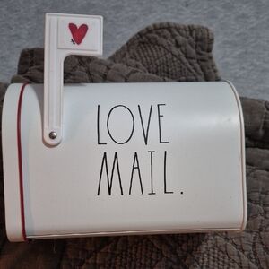 Rae Dunn White Love Mailbox with Red Heart